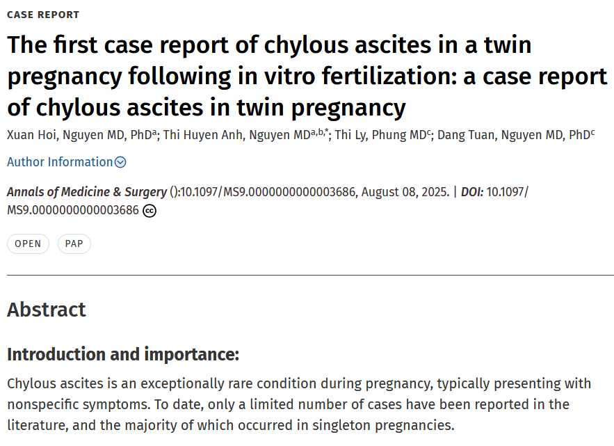 The first case report of chylous ascites in a twin pregnancy following in vitro fertilization: a case report of chylous ascites in twin pregnancy 