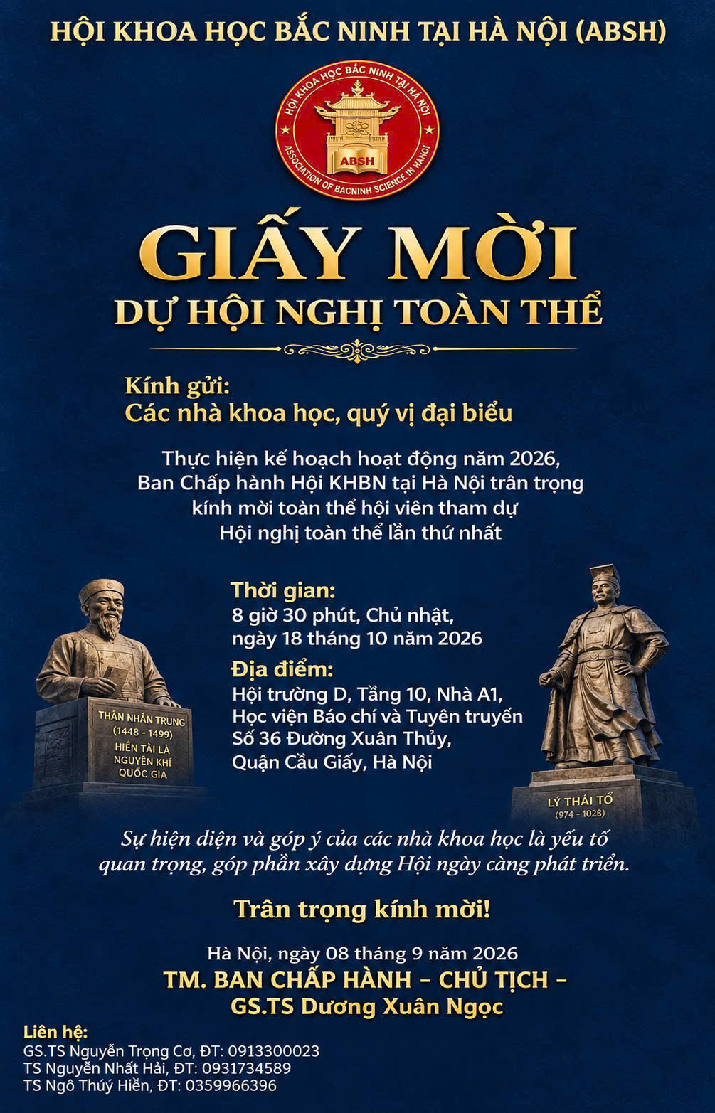GIẤY MỜI DỰ HỘI NGHỊ TOÀN THỂ 