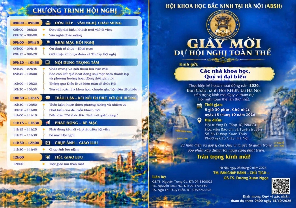 HỘI NGHỊ TOÀN THỂ LẦN THỨ NHẤT – NƠI HỘI TỤ VÀ KẾT NỐI TRÍ THỨC BẮC NINH TẠI HÀ NỘI 